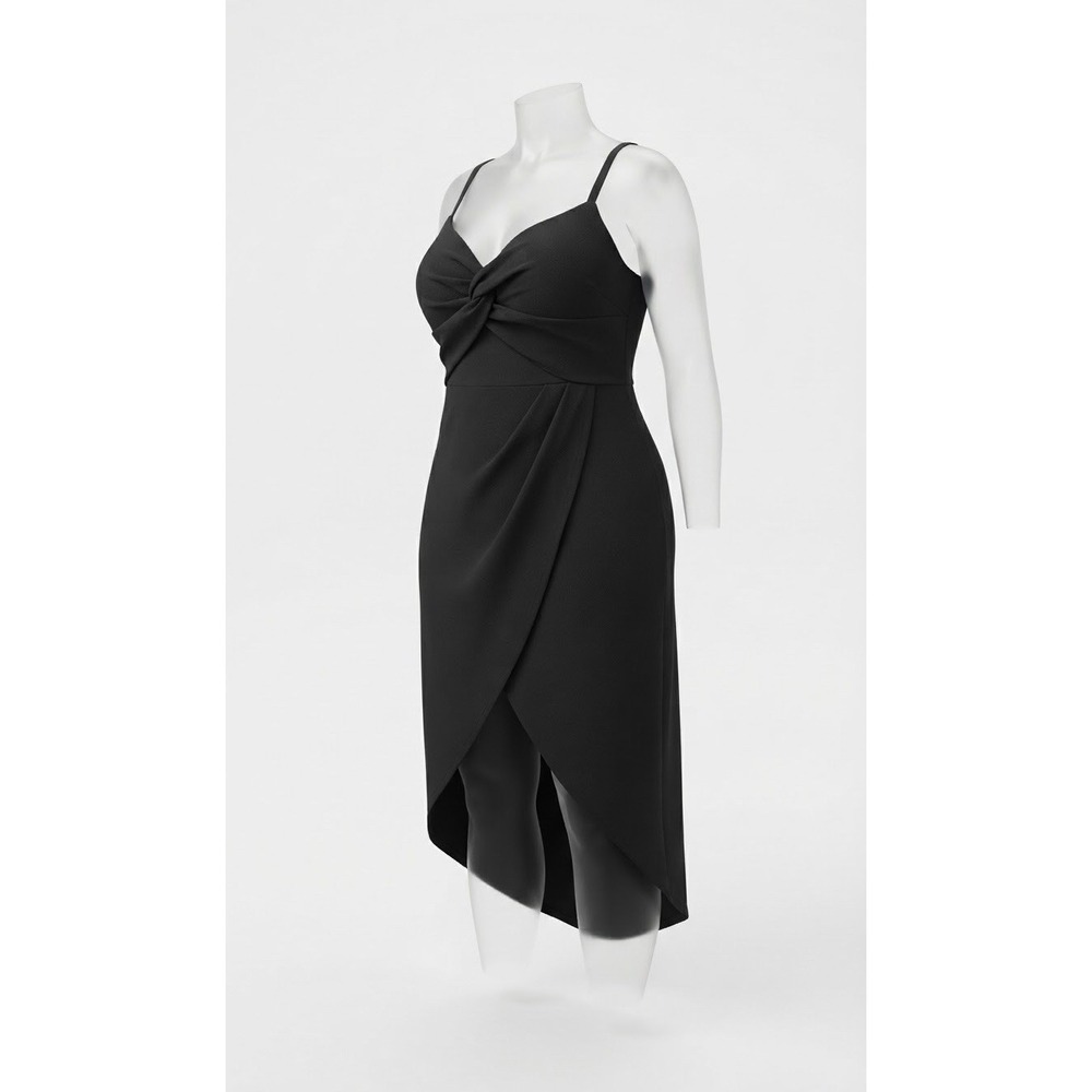 Torrid Plus Size 14 Black Twist Front High Low Midi Dress Cocktail Wedding Guest